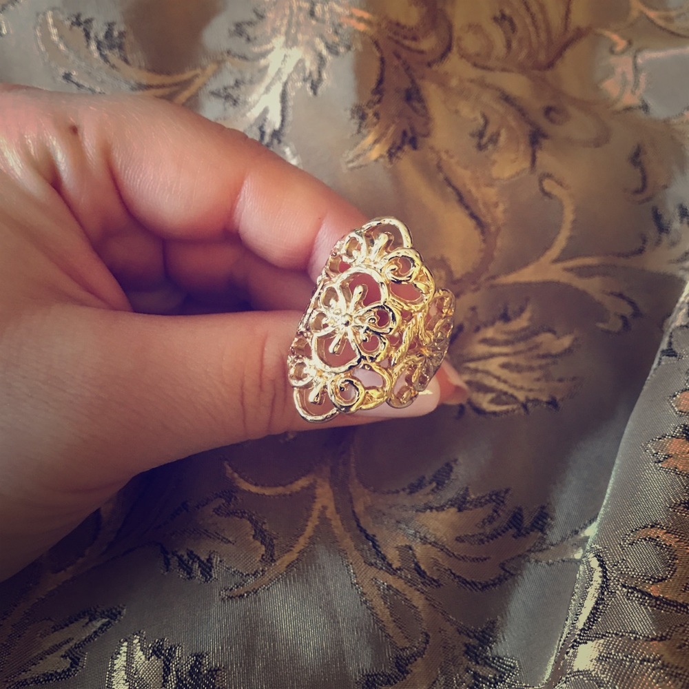 Gold Filigree Statement Ring